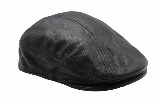 Black leather ascot cap