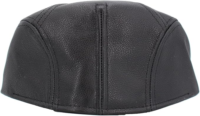 Black leather ascot cap