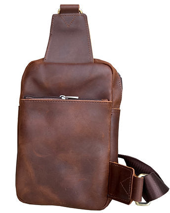 Vintage Leather Crossbody Sling Bag for Men & Women