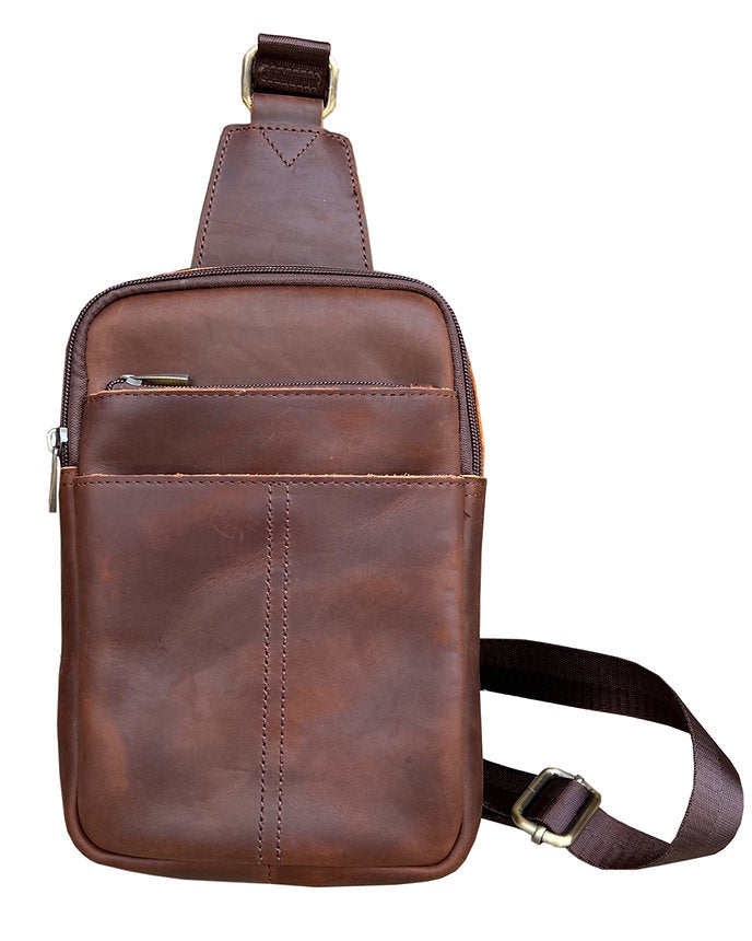 Vintage Leather Crossbody Sling Bag for Men & Women
