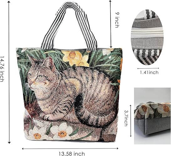 Tabby cat canvas tote bag