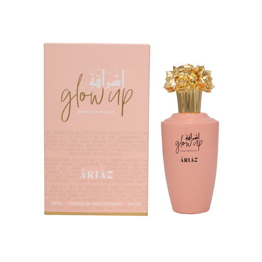 GLOW UP by ARIAZ 3.4oz/100ml Extrait De Parfum for Women – Fruity Floral Musk + Includes Free Sample Set (6 Scents)