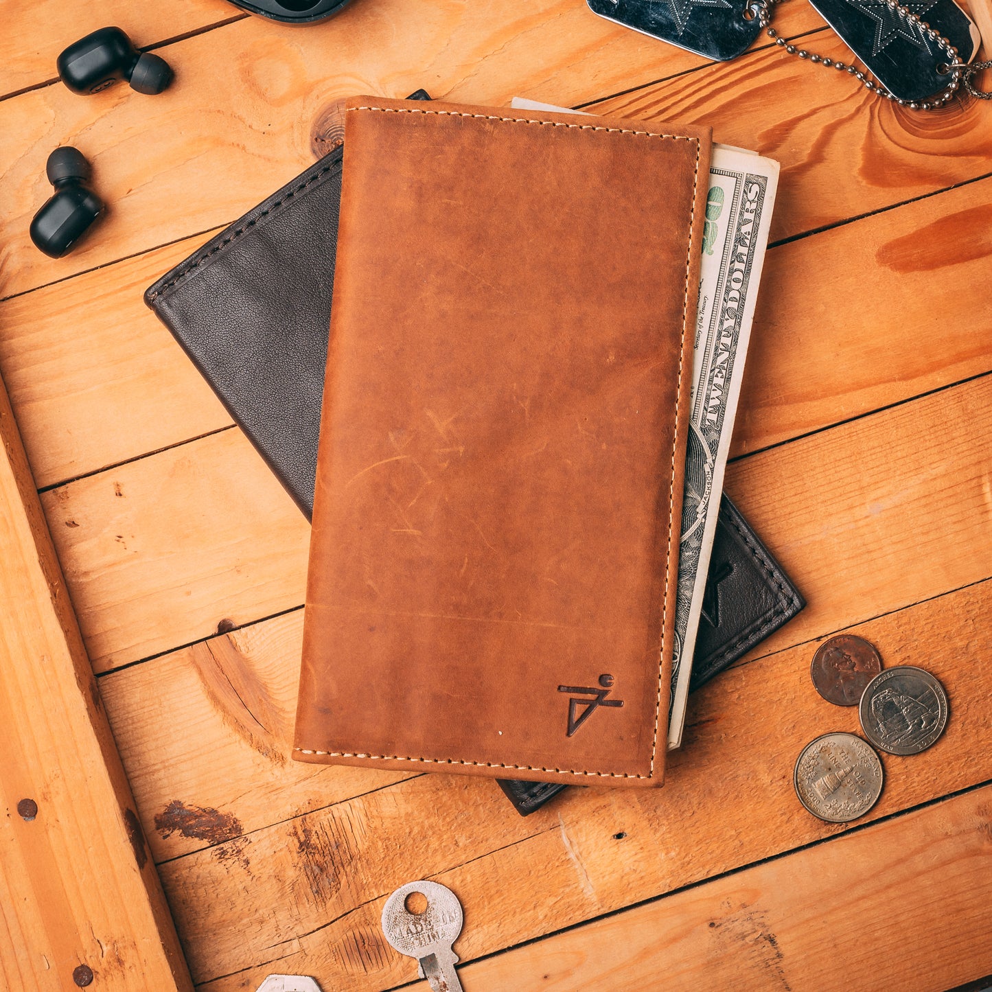 RFID Checkbook Bi-fold Leather Wallet