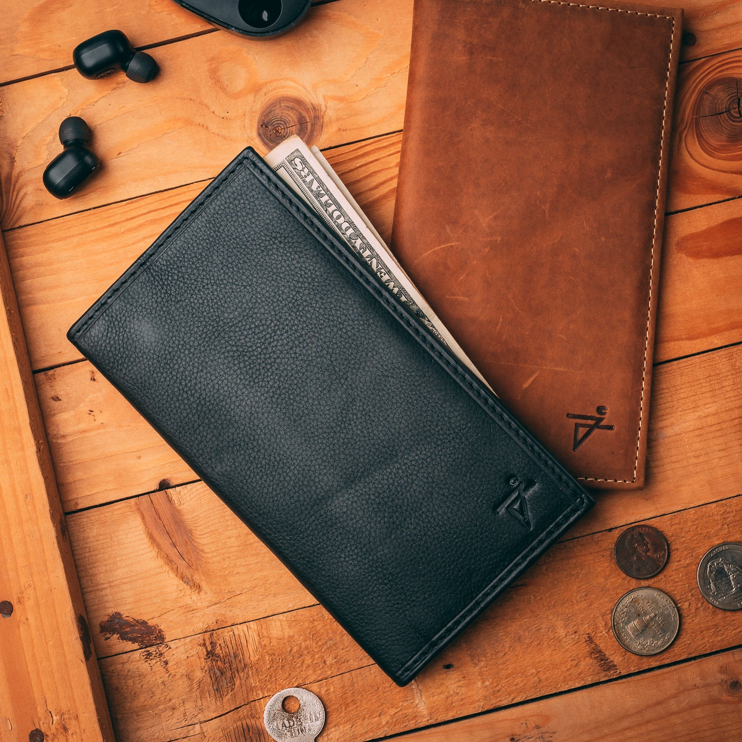 RFID Checkbook Cover Bi-fold Leather Wallet