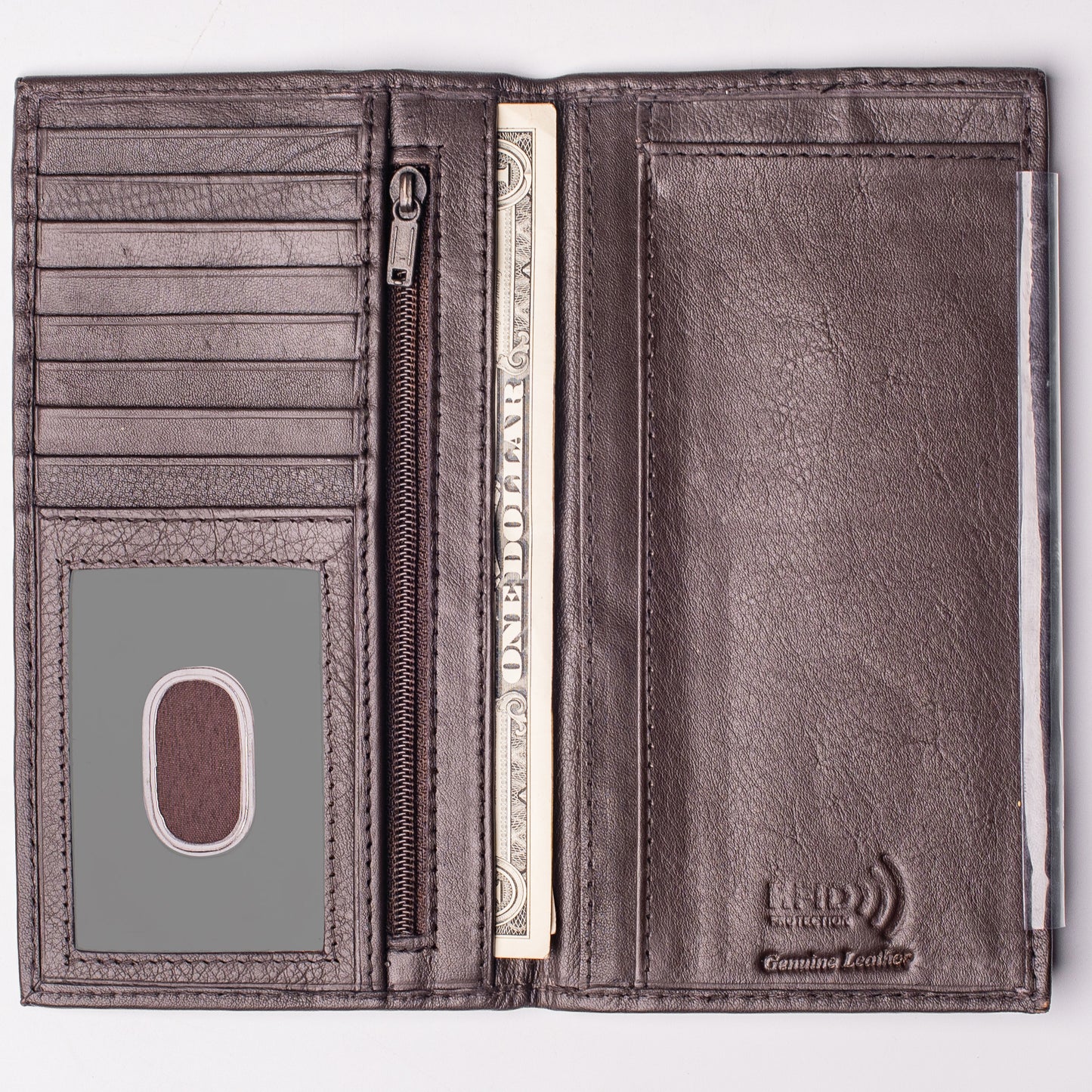 RFID Checkbook Cover Bi-fold Leather Wallet