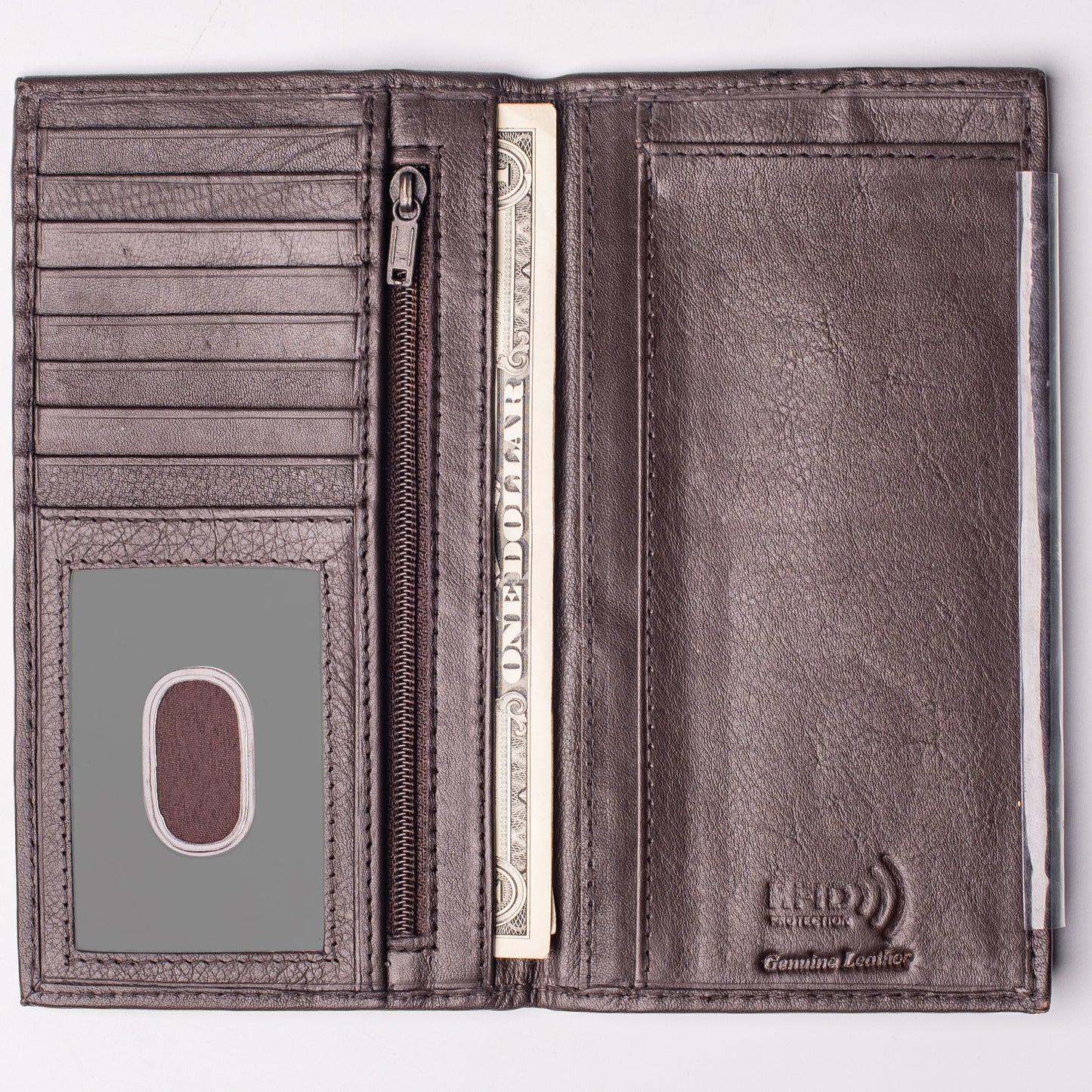 RFID Checkbook Bi-fold Leather Wallet