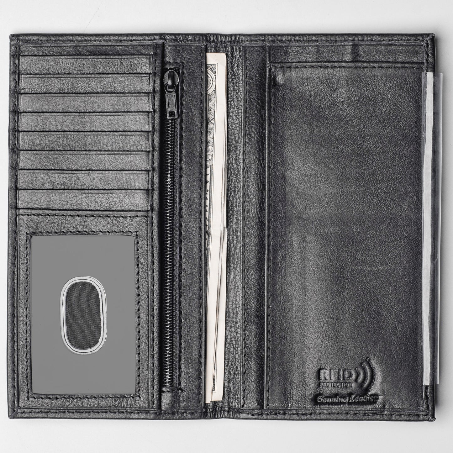 RFID Checkbook Cover Bi-fold Leather Wallet