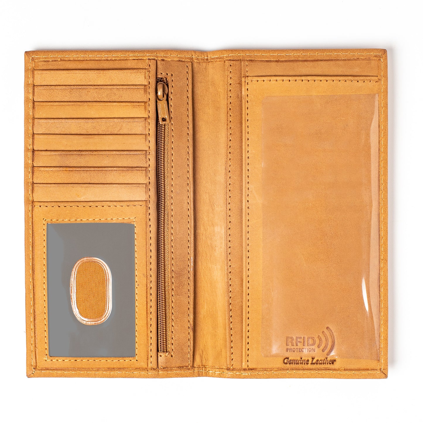 RFID Checkbook Bi-fold Leather Wallet