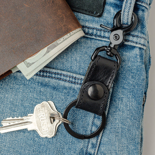 Leather loop hanging key chain
