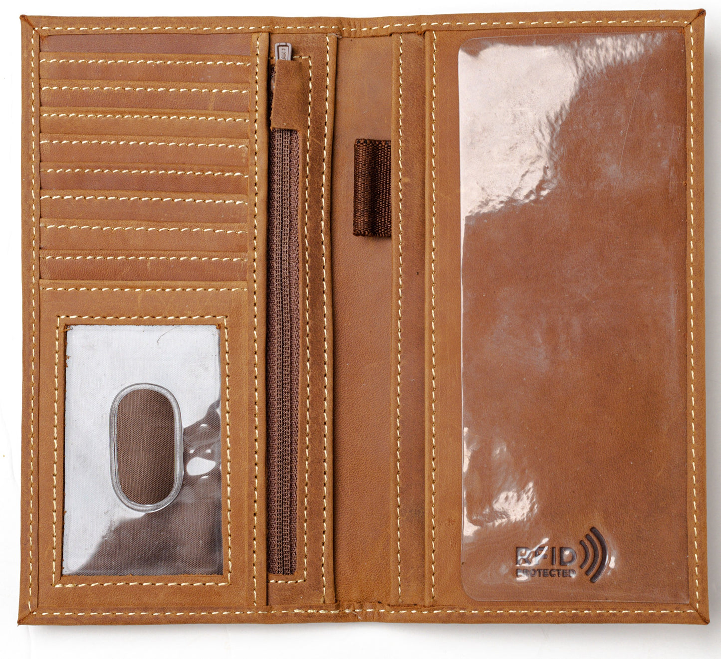 RFID Checkbook Bi-fold Leather Wallet