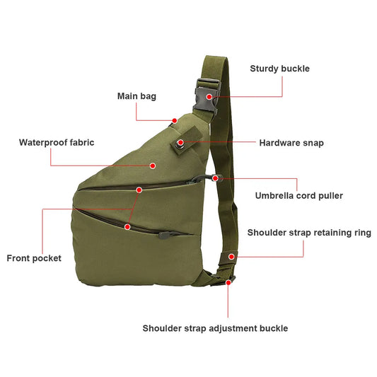 ANTI-THEFT SLING CHEST BAG RIGHT HANDED NYLON PASSPORT BAG POUCH