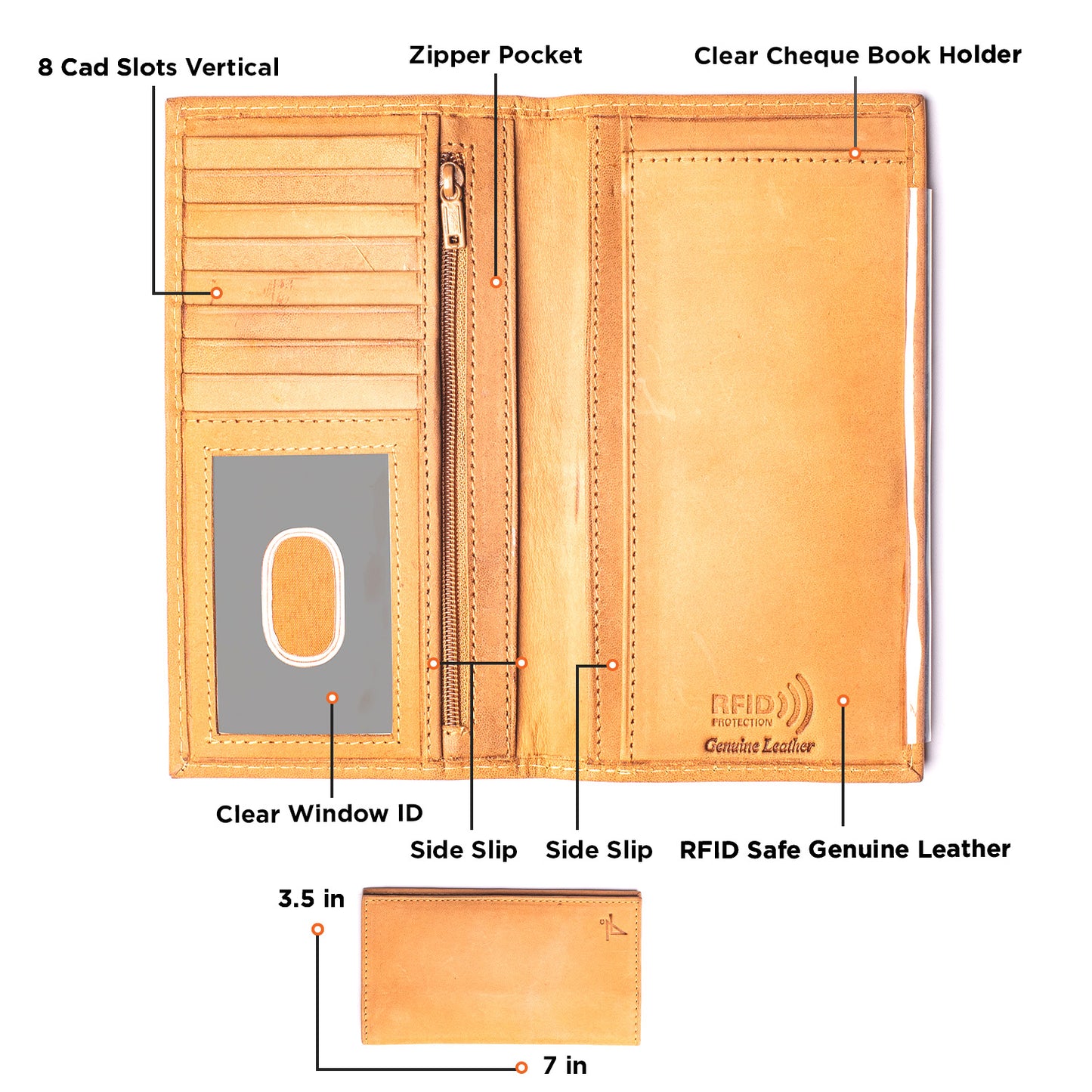 RFID Checkbook Cover Bi-fold Leather Wallet