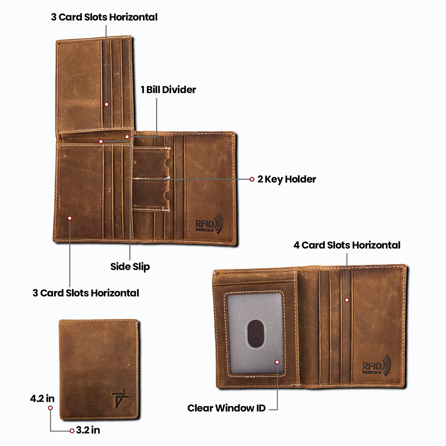 L-Fold Wallet unisex RFID Leather