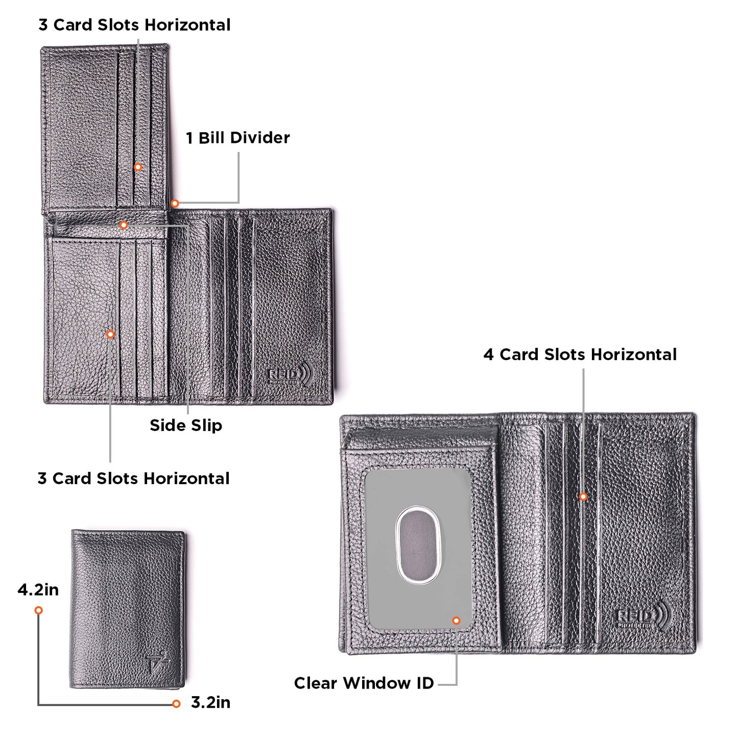 L-Fold Wallet unisex RFID Leather