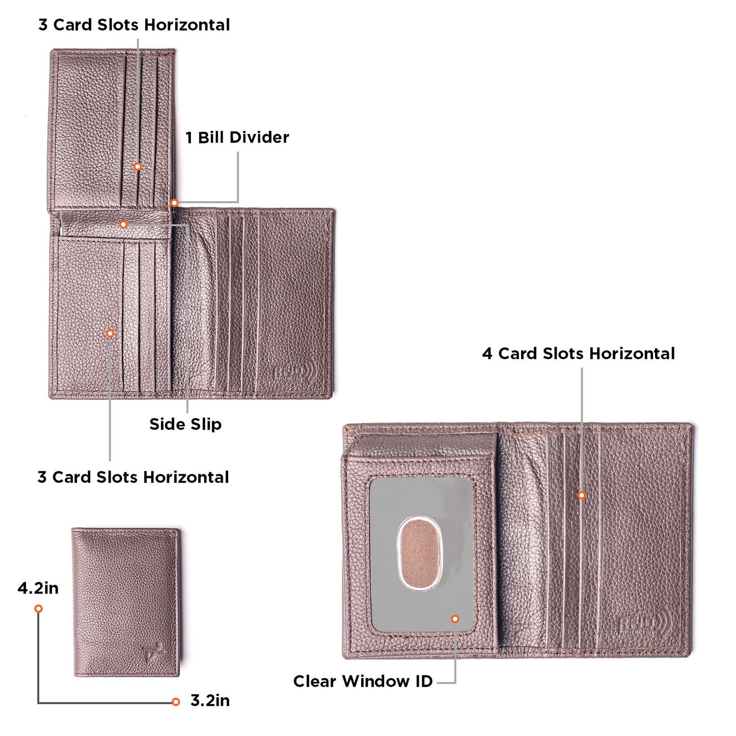 L-Fold Wallet unisex RFID Leather