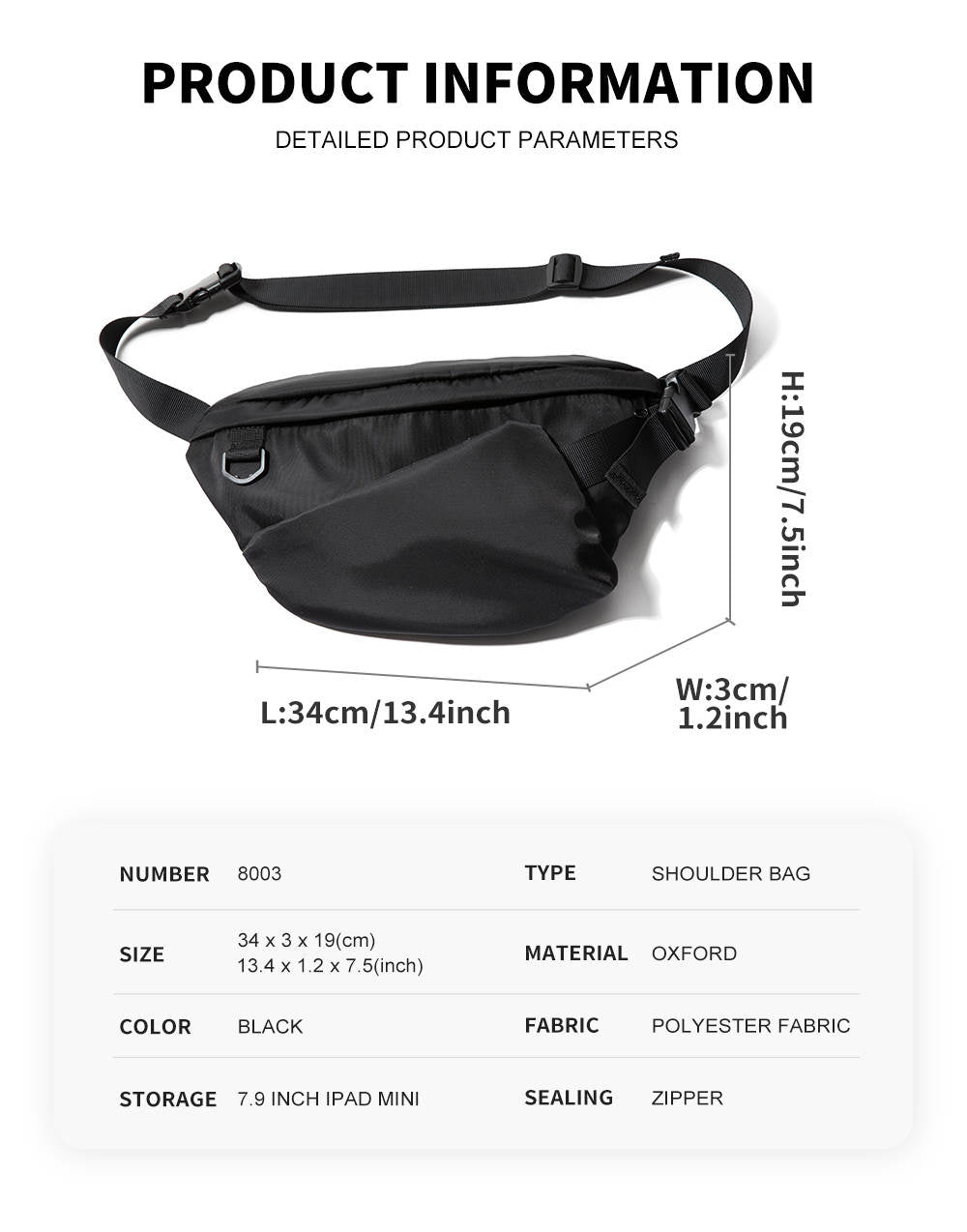 Waterproof Fanny Pack | Black Chest Bag