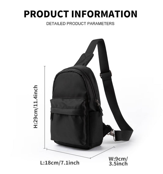 Waterproof Black Nylon Sling Bag holding a 7.9-inch iPad mini