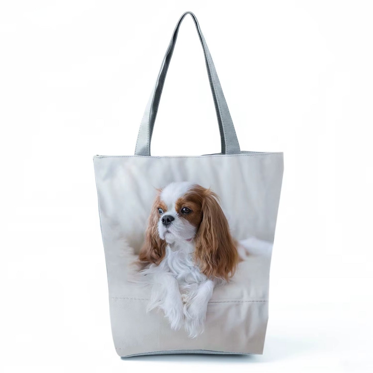 Chic Puppy Dog Print Tote Bag for Women - Durable Polyester, Spacious Shoulder Handbag, Perfect for Travel & Beach