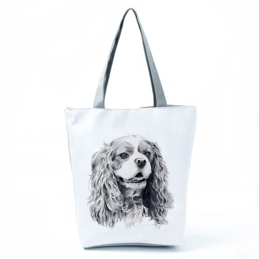 Chic Dog Print Tote Bag for Women - Spacious Shoulder Handbag, Perfect for Travel & Beach