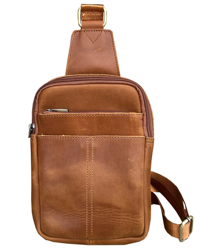 Vintage Leather Crossbody Sling Bag for Men & Women