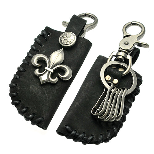 Key Chain Holder with Leather Accents for Bikers, Trucker, Motorcyclist, Raiders