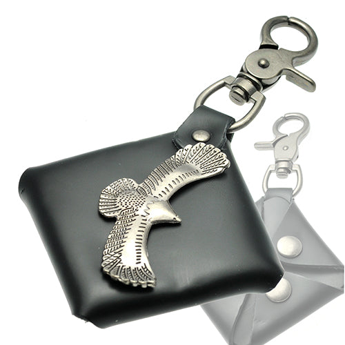 Key Chain Holder with Leather Accents for Bikers, Trucker, Motorcyclist, Raiders