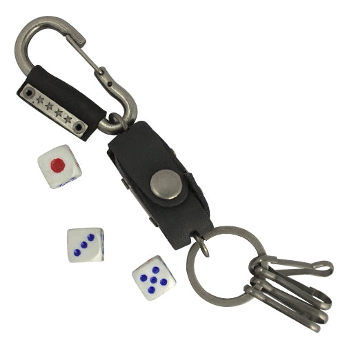 Key Chain Holder with Leather Accents for Bikers, Trucker, Motorcyclist, Raiders