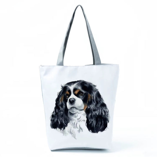 Chic Puppy Dog Print Tote Bag for Women - Handbag Tote Bag - Dog Lover Gift
