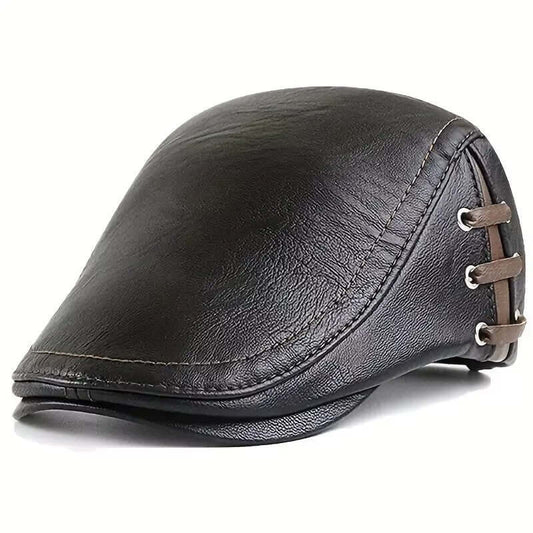 Men’s leather newsboy cap