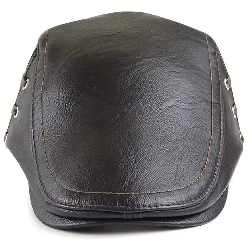 Men’s leather newsboy cap