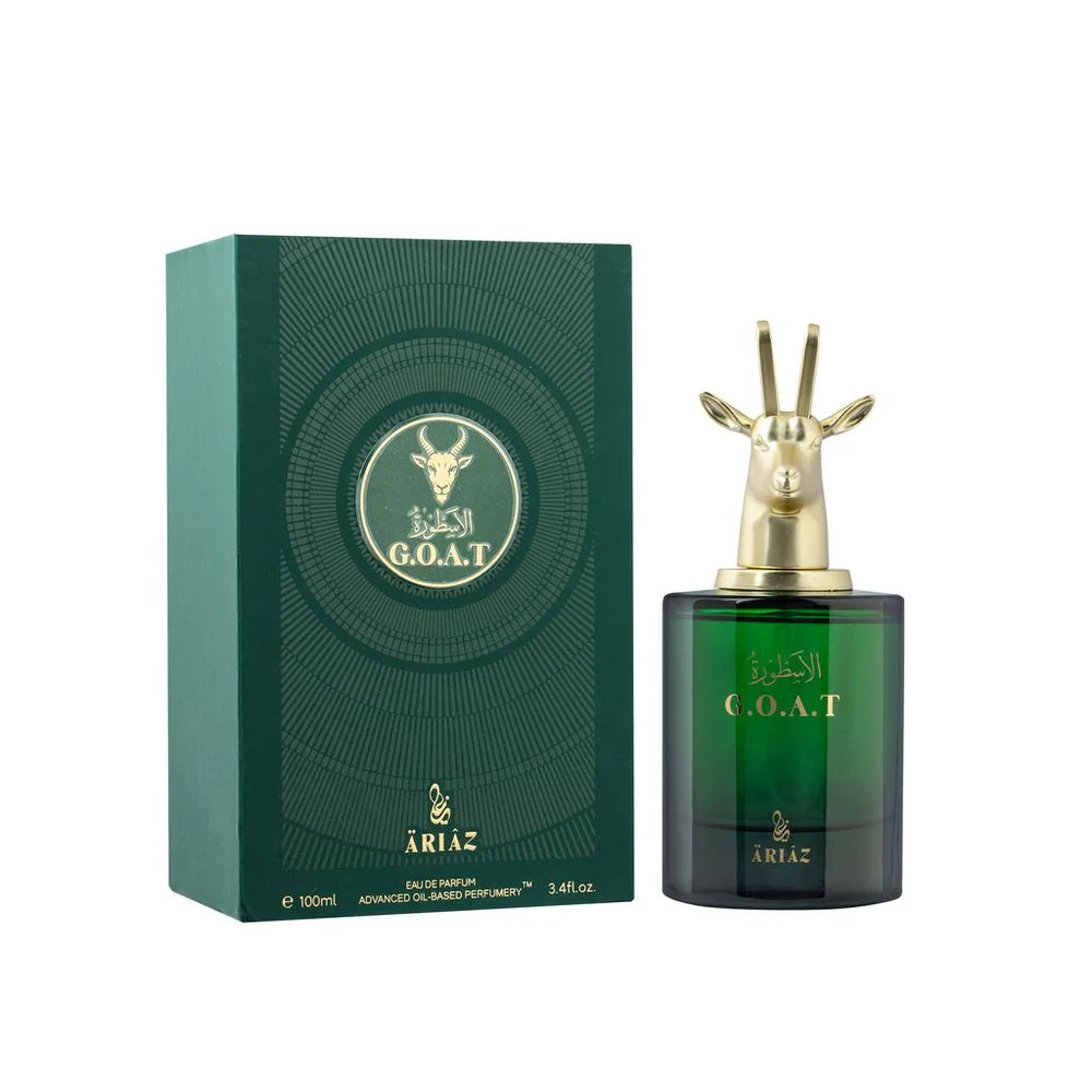 GOAT by ARIAZ 3.4oz/100ml Eau De Parfum For Men - Fruity Smoky Chypre + Includes Free Sample Set (6 Scents)