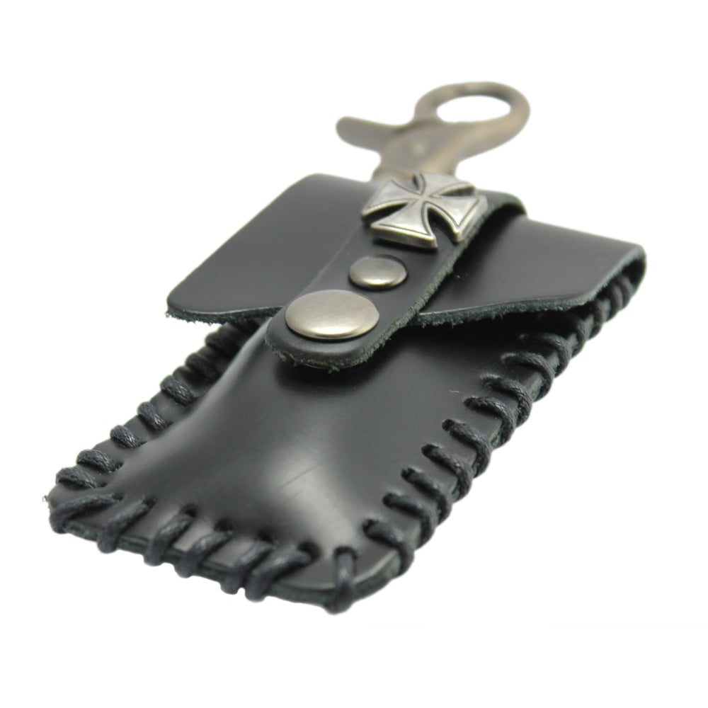 Key Chain Holder with Leather Accents for Bikers, Trucker, Motorcyclist, Raiders