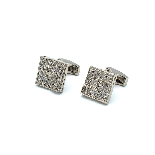 Handcrafted Cufflinks for Men 21k White Gold Rhodium Plated