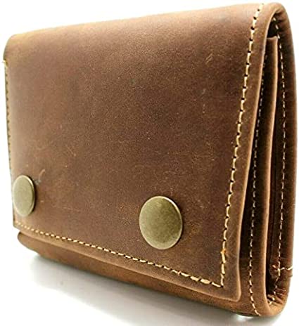 Biker Trifold Leather Wallet With Snaps