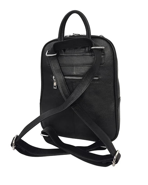 Concealed gun backpack showcasing its sleek black design and durable structure with stylish straps.