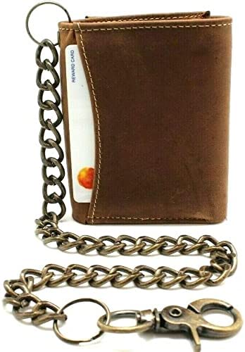 Men's Trifold Chain Wallet with Snaps RFID safe