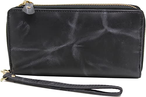 Women's Leather Zipper Wallet, RFID Blocking Credit Card Holder Case