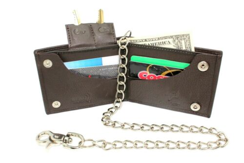 RFID Safe Chain Wallet for Men Bifold with Snaps