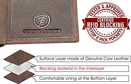 Men's Trifold Chain Wallet with Snaps RFID safe
