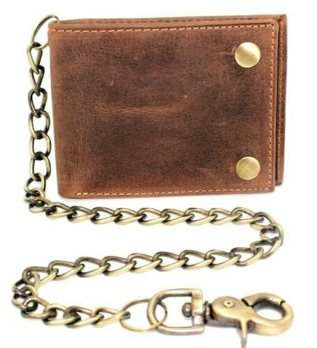 RFID Safe Chain Wallet for Men Bifold with Snaps