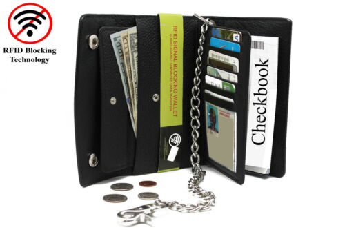 Long Checkbook Tri-fold Chain Wallet with Snaps
