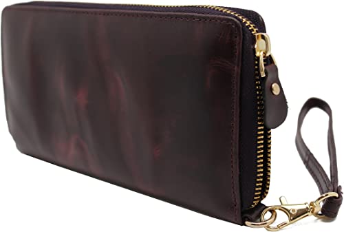 RFID Safe Leather Wristlet Clutch Wallet For Women