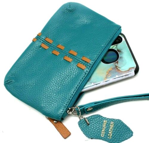 Cow Leather Clutch Wristlet Women Purse Black Purple Turquoise Cell Phone Case – J110CP