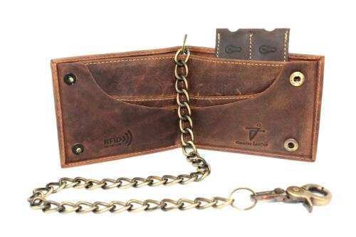 RFID Safe Chain Wallet for Men Bifold with Snaps