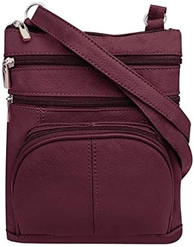 Multi Pocket Organizer Crossbody Leather Bag with Phone Holder