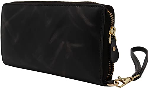 Women's Leather Zipper Wallet, RFID Blocking Credit Card Holder Case