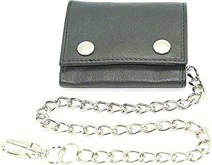 Men's Trifold Chain Wallet with Snaps RFID safe