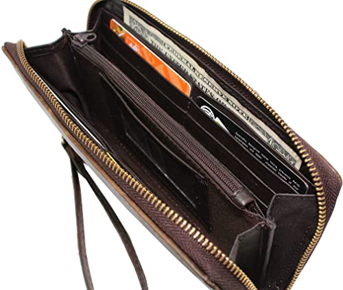 Women's Leather Zipper Wallet, RFID Blocking Credit Card Holder Case