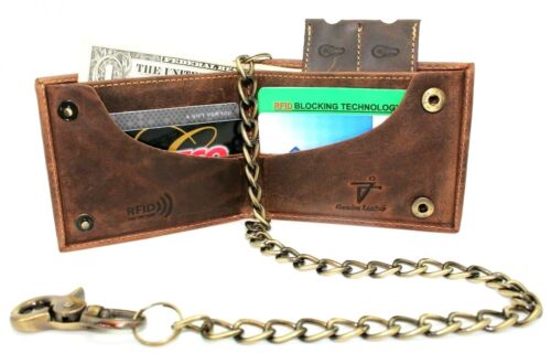 RFID Safe Chain Wallet for Men Bifold with Snaps