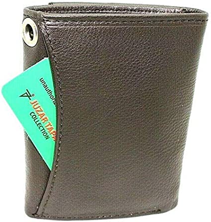 Biker Trifold Leather Wallet With Snaps